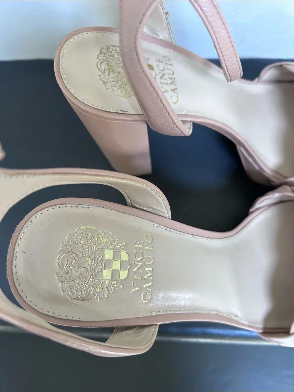 Vince Camuto Women’s Mirinda Woven Platform Block Heels Beige Sandals, Size 9.5